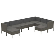 9 Piece Patio Lounge Set with Cushions Poly Rattan Gray