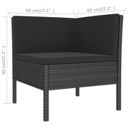 9 Piece Patio Lounge Set with Cushions Poly Rattan Black