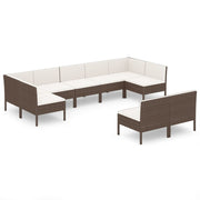 9 Piece Patio Lounge Set with Cushions Poly Rattan Brown