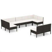 9 Piece Patio Lounge Set with Cushions Poly Rattan Black