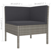 9 Piece Patio Lounge Set with Cushions Poly Rattan Gray