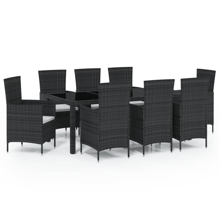 9 Piece Patio Dining Set with Cushions Poly Rattan