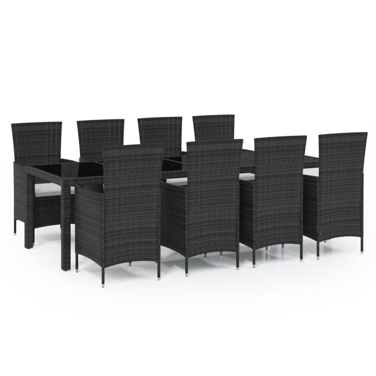 9 Piece Patio Dining Set with Cushions Poly Rattan