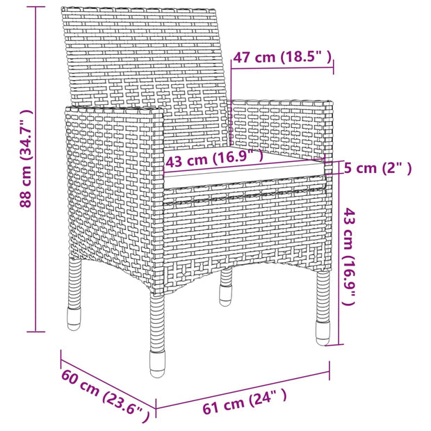 9 Piece Patio Dining Set with Cushions Poly Rattan Gray