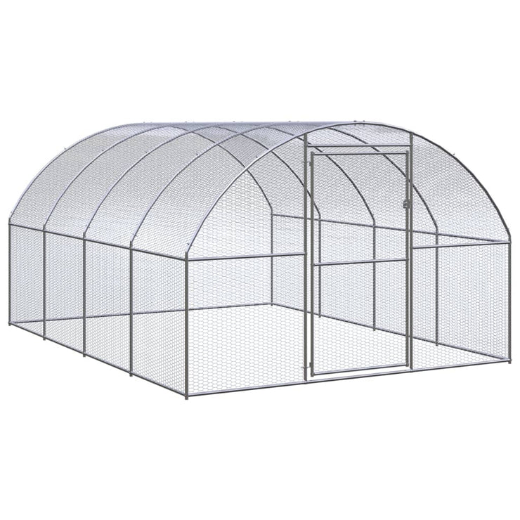 Outdoor Chicken Coop 9.8'x13.1'x6.6' Galvanized Steel