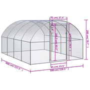 Outdoor Chicken Coop 9.8'x13.1'x6.6' Galvanized Steel