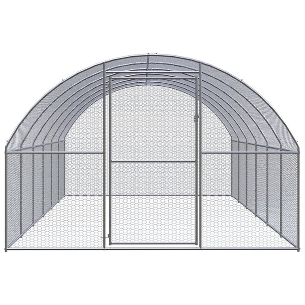 Outdoor Chicken Coop 9.8'x19.7'x6.6' Galvanized Steel