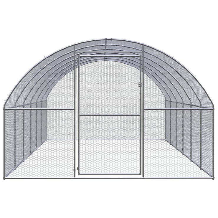 Outdoor Chicken Coop 9.8'x19.7'x6.6' Galvanized Steel