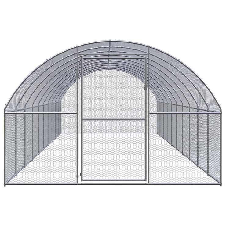 Outdoor Chicken Coop 9.8'x32.8'x6.6' Galvanized Steel