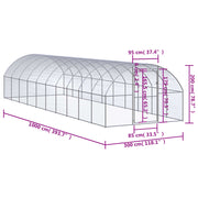 Outdoor Chicken Coop 9.8'x32.8'x6.6' Galvanized Steel