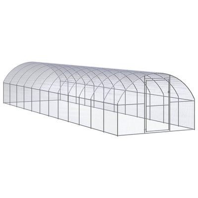 Outdoor Chicken Coop 9.8'x39.4'x6.6' Galvanized Steel