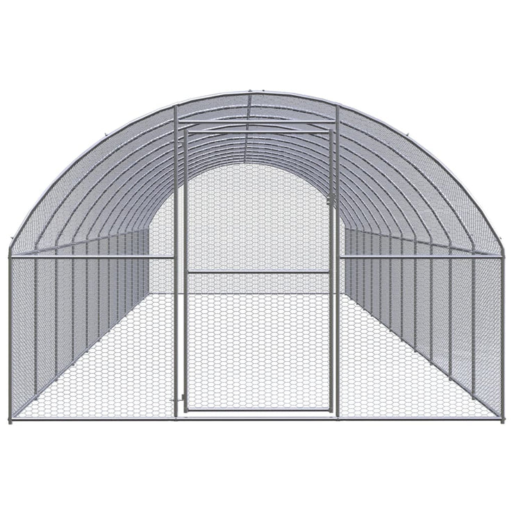 Outdoor Chicken Coop 9.8'x39.4'x6.6' Galvanized Steel