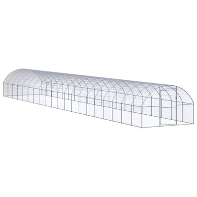 Outdoor Chicken Coop 9.8'x65.6'x6.6' Galvanized Steel