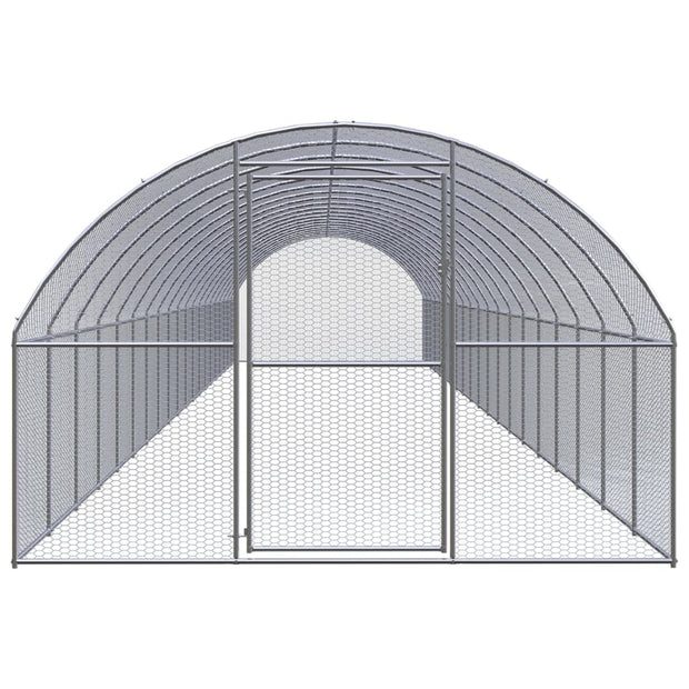 Outdoor Chicken Coop 9.8'x65.6'x6.6' Galvanized Steel