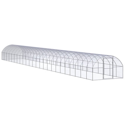 Outdoor Chicken Coop 9.8'x78.7'x6.6' Galvanized Steel