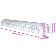 Outdoor Chicken Coop 9.8'x78.7'x6.6' Galvanized Steel