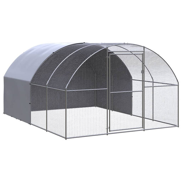 Outdoor Chicken Coop 9.8'x13.1'x6.6' Galvanized Steel