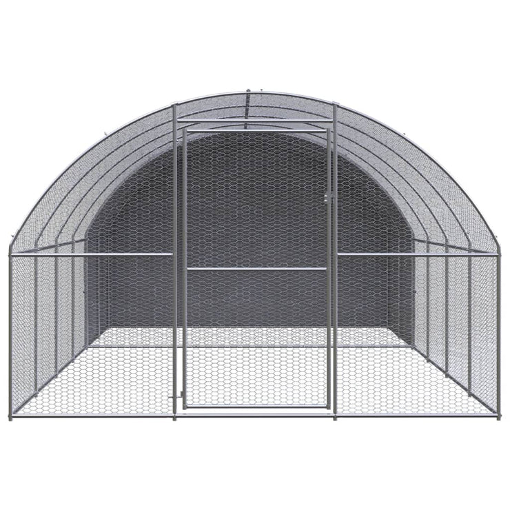 Outdoor Chicken Coop 9.8'x13.1'x6.6' Galvanized Steel