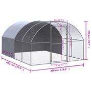 Outdoor Chicken Coop 9.8'x13.1'x6.6' Galvanized Steel