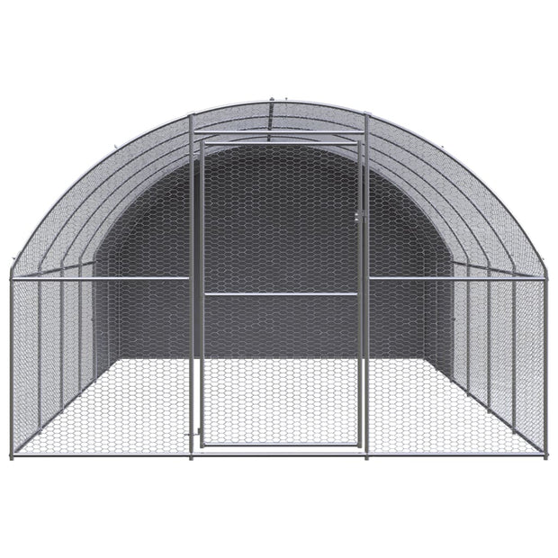 Outdoor Chicken Coop 9.8'x19.7'x6.6' Galvanized Steel