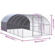 Outdoor Chicken Coop 9.8'x19.7'x6.6' Galvanized Steel