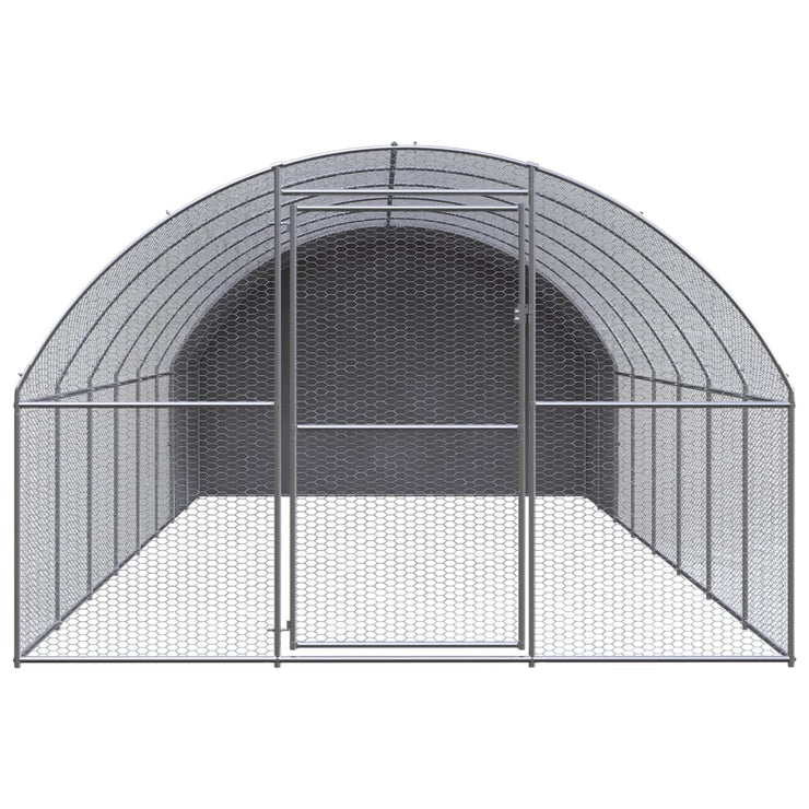 Outdoor Chicken Coop 9.8'x26.2'x6.6' Galvanized Steel