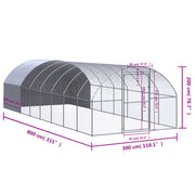 Outdoor Chicken Coop 9.8'x26.2'x6.6' Galvanized Steel