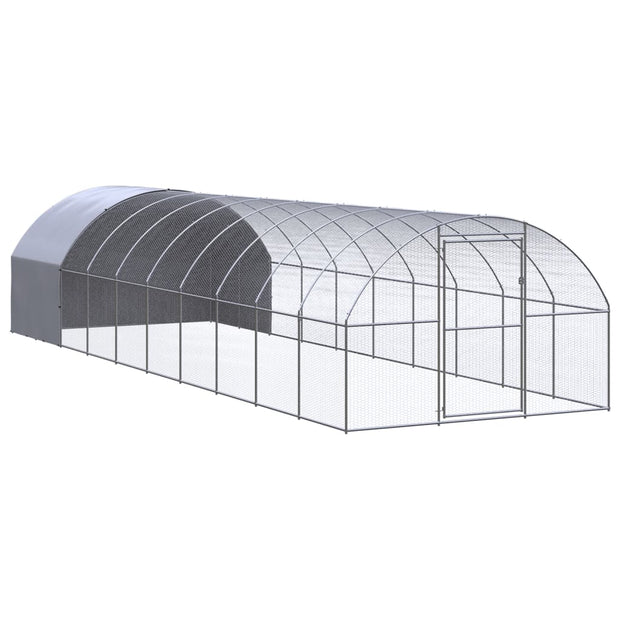 Outdoor Chicken Coop 9.8'x32.8'x6.6' Galvanized Steel