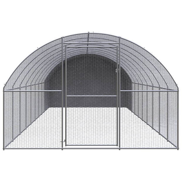 Outdoor Chicken Coop 9.8'x32.8'x6.6' Galvanized Steel