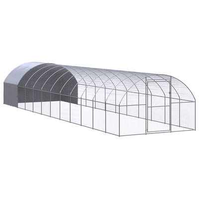 Outdoor Chicken Coop 9.8'x39.4'x6.6' Galvanized Steel