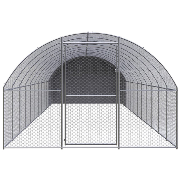 Outdoor Chicken Coop 9.8'x39.4'x6.6' Galvanized Steel