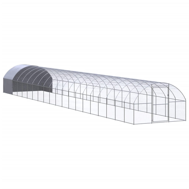 Outdoor Chicken Coop 9.8'x65.6'x6.6' Galvanized Steel