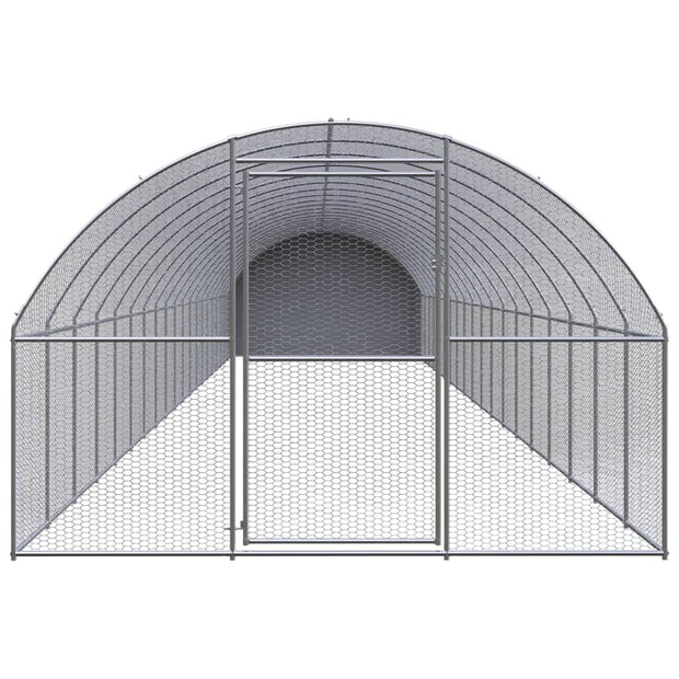 Outdoor Chicken Coop 9.8'x65.6'x6.6' Galvanized Steel