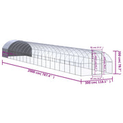 Outdoor Chicken Coop 9.8'x65.6'x6.6' Galvanized Steel