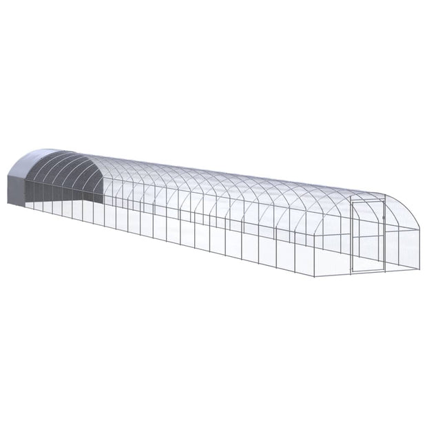 Outdoor Chicken Coop 9.8'x78.7'x6.6' Galvanized Steel