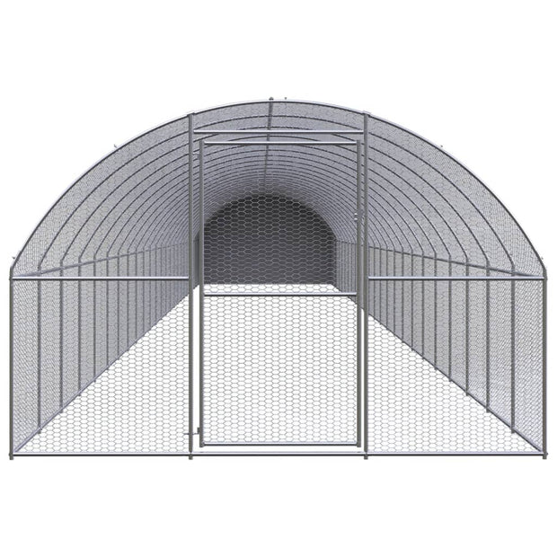 Outdoor Chicken Coop 9.8'x78.7'x6.6' Galvanized Steel