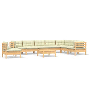 9 Piece Patio Lounge Set with Cream Cushions Solid Pinewood