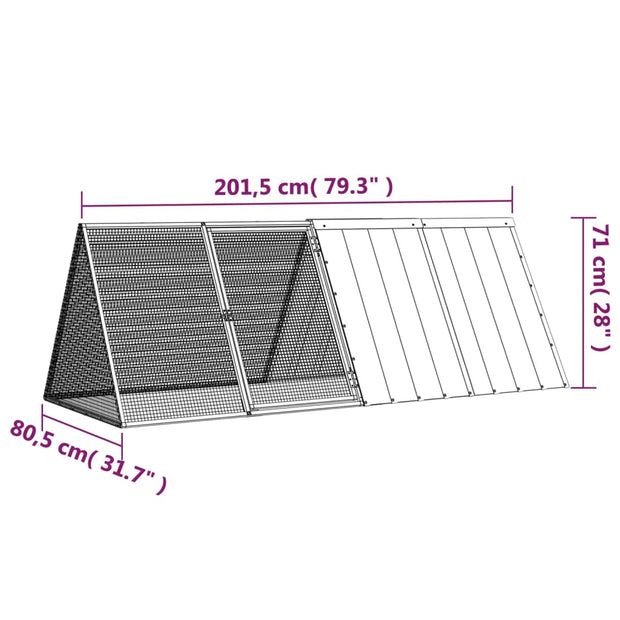 Rabbit Cage Anthracite 79.3"x31.7"x28" Galvanized Steel