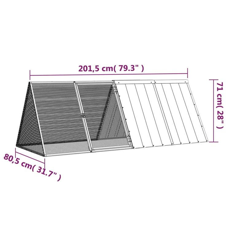 Rabbit Cage Gray 79.3"x31.7"x28" Galvanized Steel