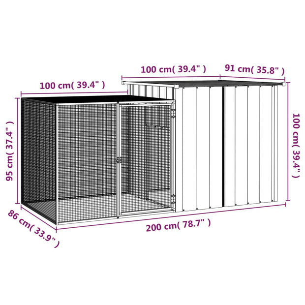 Chicken Cage Gray 78.7"x35.8"x39.4" Galvanized Steel