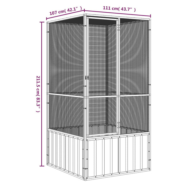 Bird Cage Gray 43.7"x42.1"x83.3" Galvanized Steel