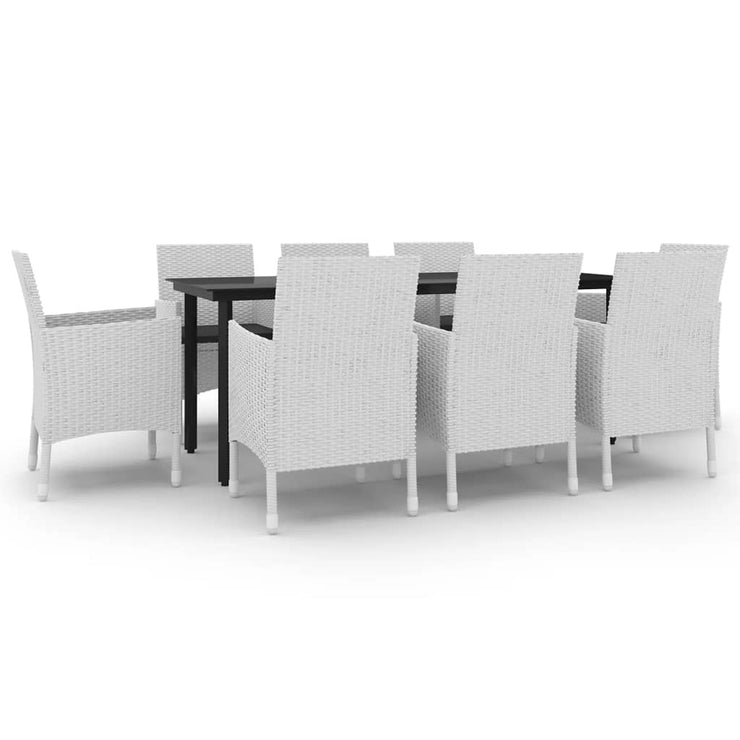 9 Piece Patio Dining Set with Cushions Poly Rattan and Glass