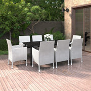 9 Piece Patio Dining Set with Cushions Poly Rattan and Glass