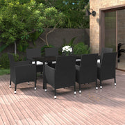 9 Piece Patio Dining Set with Cushions Poly Rattan and Glass