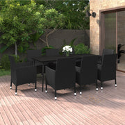 9 Piece Patio Dining Set with Cushions Poly Rattan and Glass