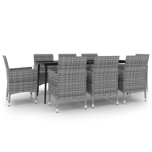 9 Piece Patio Dining Set with Cushions Poly Rattan and Glass