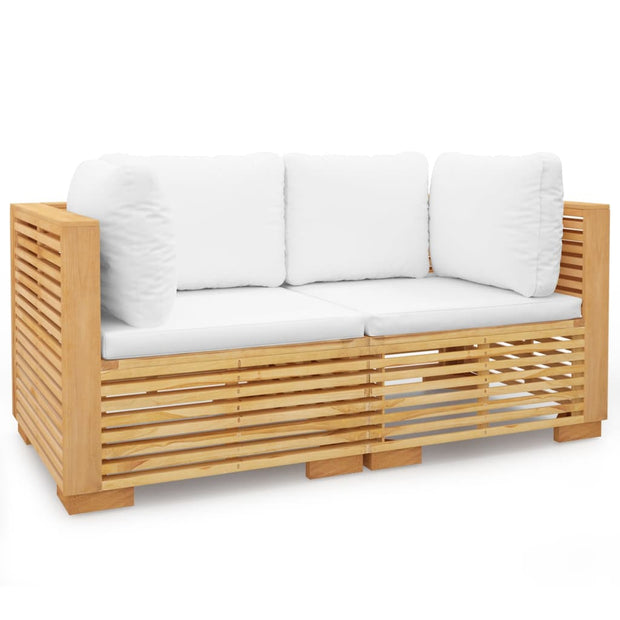 Patio Corner Sofas with Cushions 2 pcs Solid Wood Teak