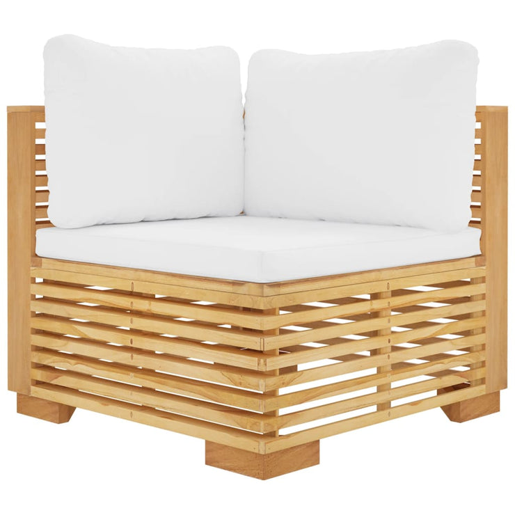 Patio Corner Sofas with Cushions 2 pcs Solid Wood Teak