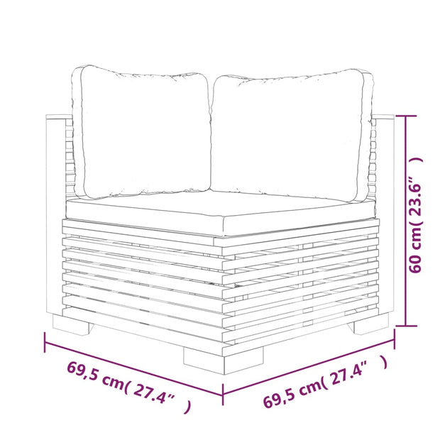 9 Piece Patio Lounge Set with Cushions Solid Wood Teak