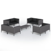 9 Piece Patio Lounge Set with Cushions Poly Rattan Dark Gray